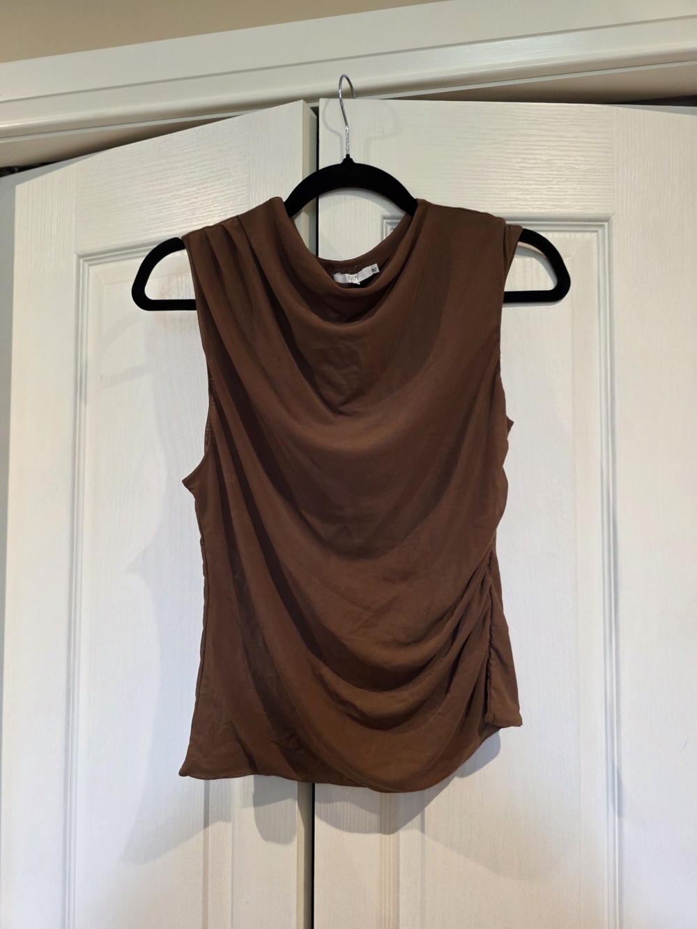 Women’s Sleeveless Cowl Neck Tank Top in Brown